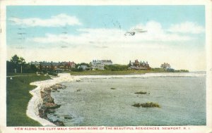 Newport Rhode Island View Along the Cliff 1920 WB Postcard Used