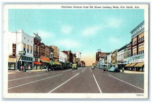 c1940 Garrison Avenue Street Looking West Fort Smith Arkansas Vintage Postcard