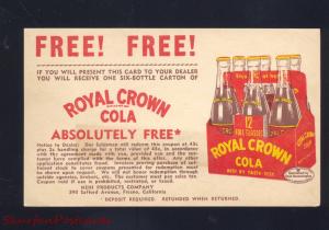 ROYAL CROWN COLA RC COLA 6 PACK VINTAGE ADVERTISING POSTCARD