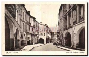 Old Postcard Agen Rue old Arcades