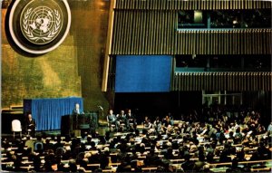 Black Marble Podium United Nations New York NY Postcard VTG UNP Mike Roberts