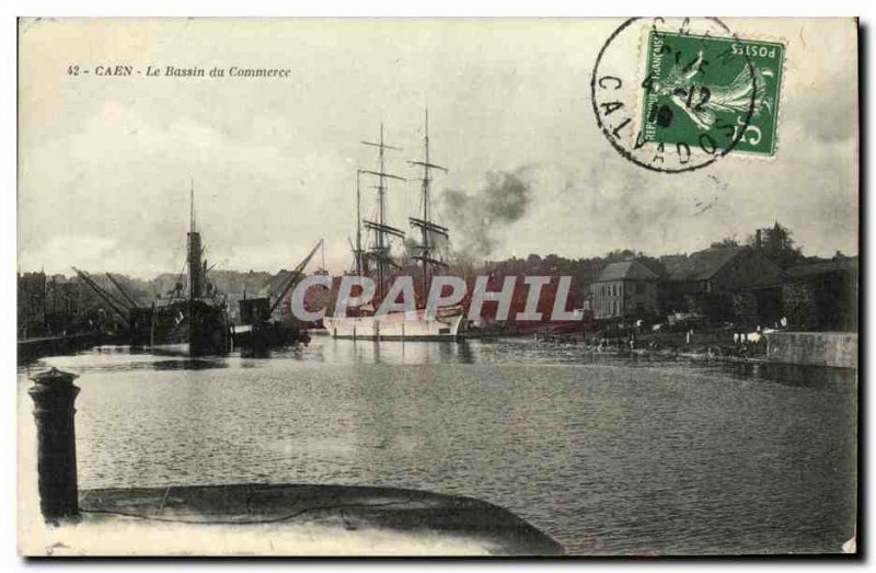 Old Postcard Caen Basin Trade Boat Sailboat