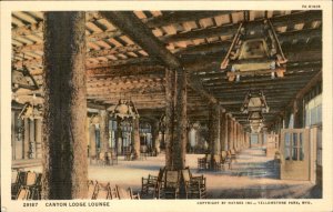 Yellowstone Nat Park Wyoming Canyon Lodge Lounge c1930-50s Vintage Postcard