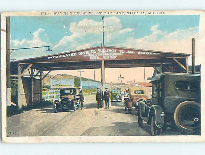 Pre-1980 SIGN WARNS DRUNK DRIVERS FROM TIJUANA Chula Vista by San Diego CA F5955