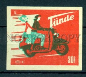 500712 HUNGARY TUNDE motorcycle ADVERTISING Old match label