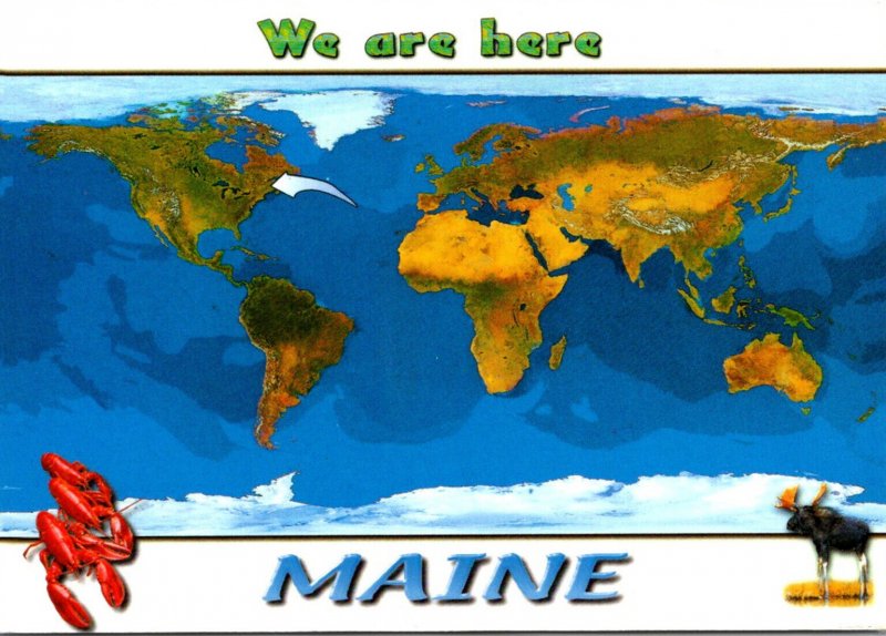 Maine Greetings World Map Showing Location Of Maine