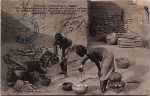 Sudan Soudan Preparation du Beurre de Karité Cuisson Vintage Postcard C038