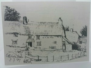 Collihole Farm Chagford Devon Sketch Drawing Art Postcard 1987