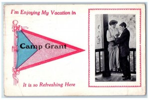 1917 Im Enjoying My Vacation Camp Grant It is so Refreshing Banner IL Postcard