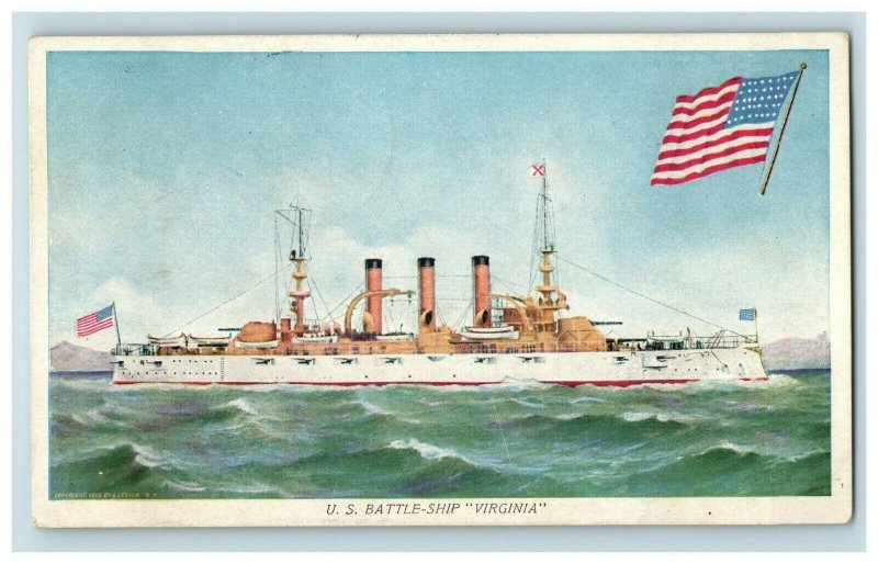 C.1905 U. S. Battleship Virginia Postcard P183