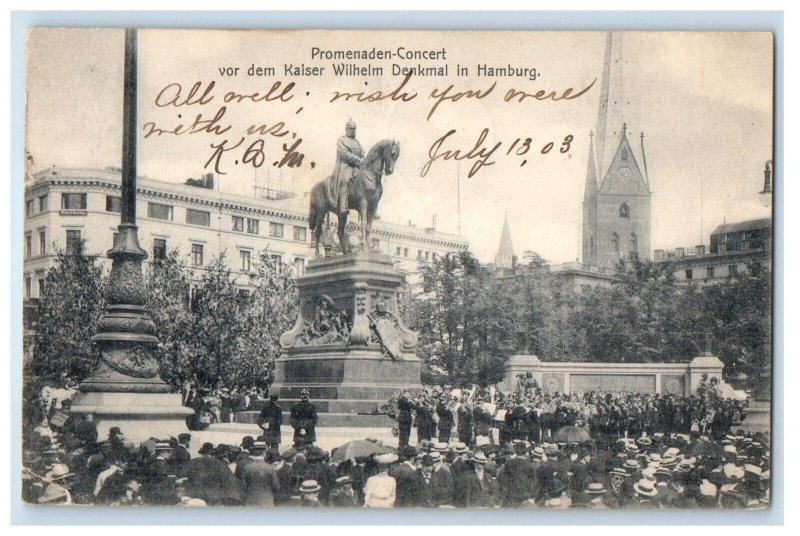 1903 Promenaden-Concert Vom Der Kaiser Wilhelm Denkmal In Hamburg Postcard 