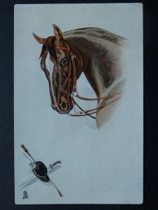 Horses MAN'S BEST FRIEND Hat Sword & Crop - Old Postcard by Raphael Tuck 8148