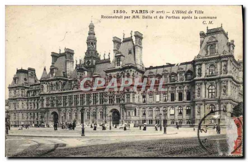 Old Postcard The Paris City Hall