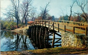 Old North Bridge Concord Massachusetts MA Postcard VTG UNP Vintage Unused Chrome 