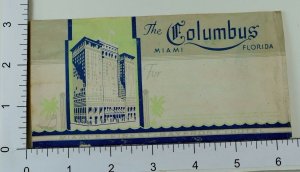 Circa 1930's-40's  Poster Stamp Luggage Label Vintage The Columbus Miami FL E5