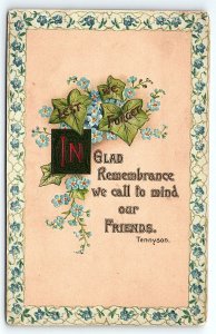 1912 WAUPACA WISCONSIN IN GLAD REMEMBRANCE TENNYSON EMBOSSED POSTCARD P3640