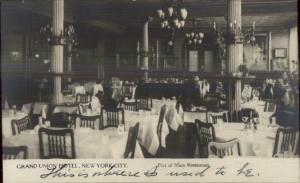 New York City Grand Union Hotel Restaurant c1905 Real Photo Postcard