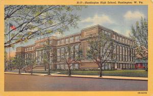 Huntington West Virginia 1940s Postcard Huntington High School