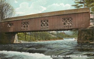 Vintage Postcard Covered Bridge Athol MA Worcester County Hugh Leighton 5481