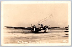 K46/ Spokane Washington RPPC Postcard 40s Geiger Field Army Bomber Plane 208