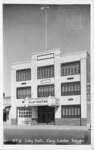 City Hall, Clay Center Kansas, Real Photo Postcard