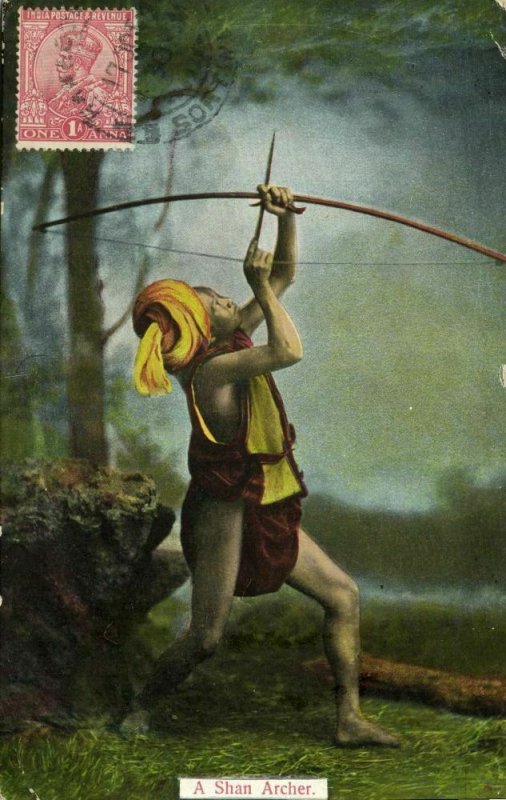 burma, A Shan Archer (1921) D.A. Ahuja Postcard No. 27