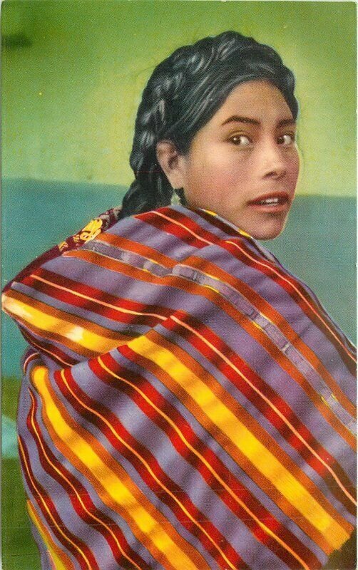 Guatemala 1950s Indian Girls San Juan Sacatepéquez Postcard 21-13076