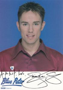 Simon Thomas Blue Peter Hand Signed Cast Card Photo