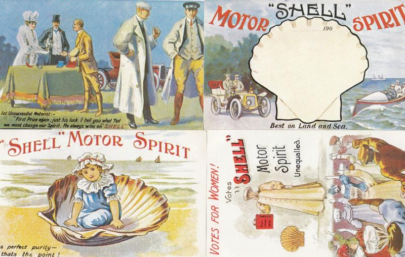 Shell Garage Votes For Women Suffragettes 4x Advertising Postcard s