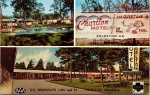 Vtg Folkston Georgia GA Charlton Motel Multi View Unused Chrome Postcard