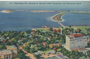 Clearwater FL Florida Harrison Hotel Causeway Beach Gulf of Mexico pm 1947 Linen