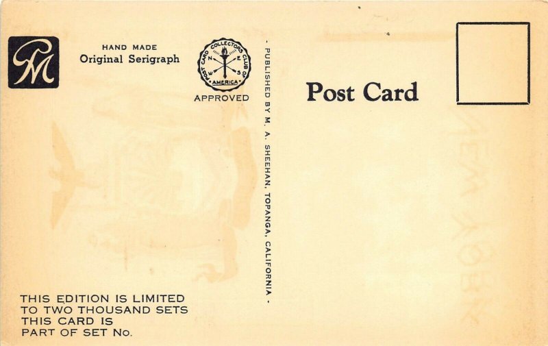 NEW YORK 1950s Limited Edition Original Serigraph Postcard State Flag