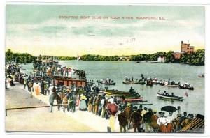 Rockford Boat Club Rock River Rockford Illinois 1910 postcard