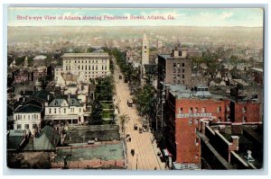 c1910s Bird's Eye View Of Atlanta Showing Peachtree St. Atlanta Georgia Postcard