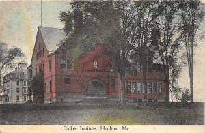 Houlton Maine~Ricker Institute~Arched Entry way~House in Background~c1910 Pc