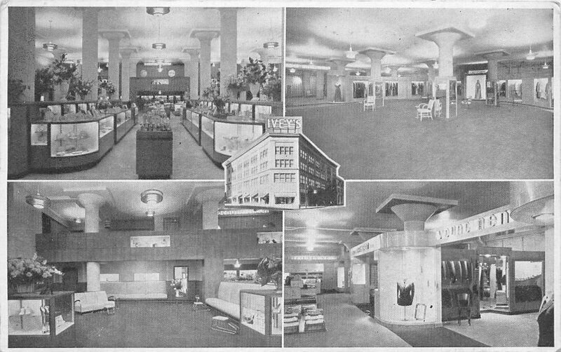 North Carolina Asheville Ivey's Department Store Postcard 1930s Interior 22-3201