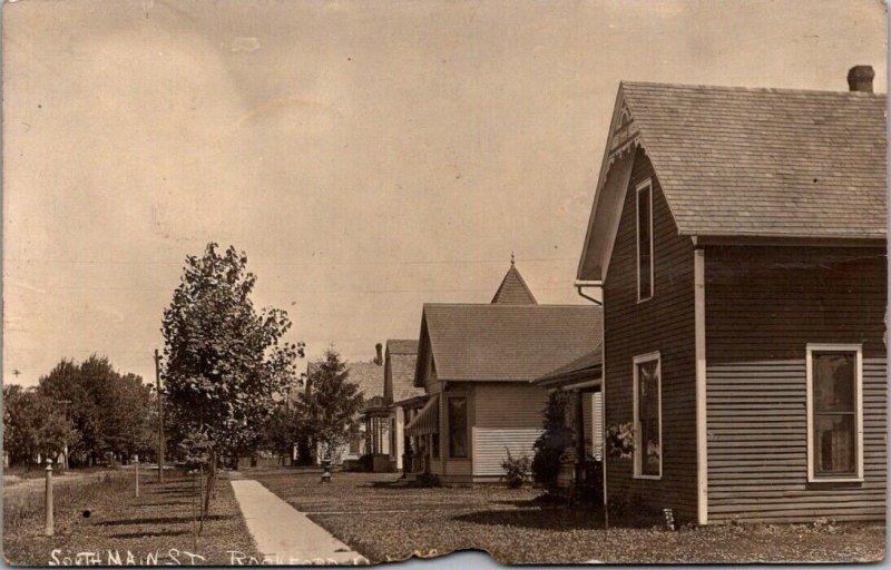 Real Photo Postcard Homes on South Main Street in Rockford, Illinois 