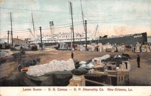 New Orleans Louisiana Levee Scene, S.P. Steamship Co. Color Lithograph PC U7083