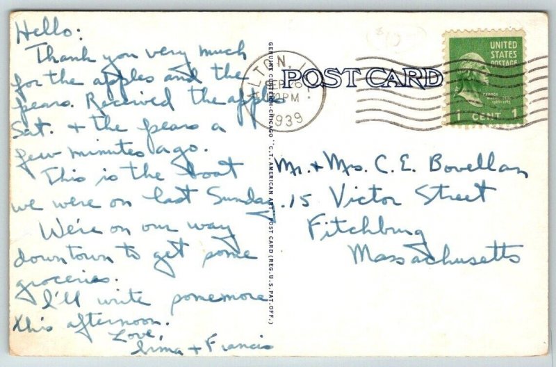 Excursion Steamer Capitol  on the Mississippi River   Postcard  1939