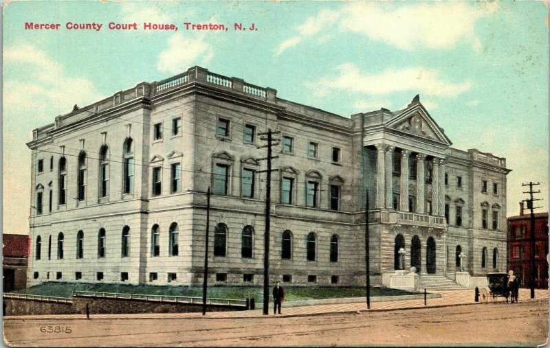 Mercer County Court Houe Trenton NJ New Jersey Antique Postcard DB UNP Unused 