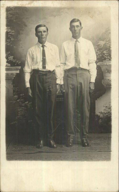 Men Pose Studio - Grenoia KS Cancel c1910 Real Photo Postcard