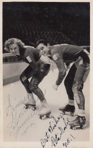 Rollerskating Speed Championships Vintage Double Hand Signed Postcard Photo