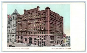 c1905 Bee Building Exterior Street Road Omaha Nebraska Vintage Antique Postcard