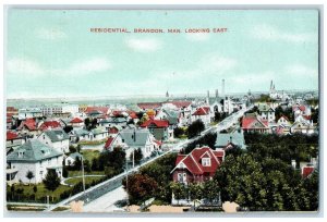 c1910 Residential Looking East Brandon Manitoba Canada Antique Postcard