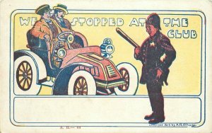 Artist impression Early Automobile Police Club Comic Humor Postcard 20-4705 