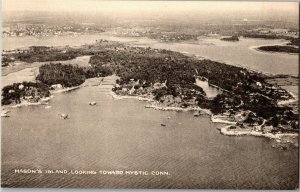 Aerial View of Mason's Island, Looking Toward Mystic CT Vintage Postcard W05