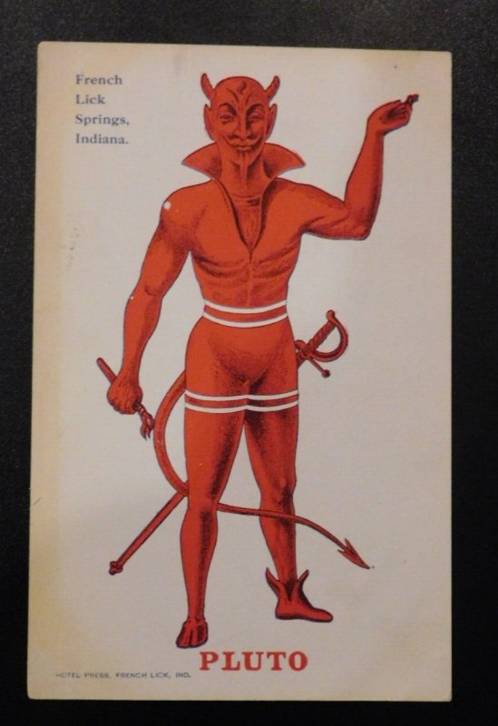 Mint USA Postcard Pluto French Lick Springs Indiana Hotel Press Devil Satan