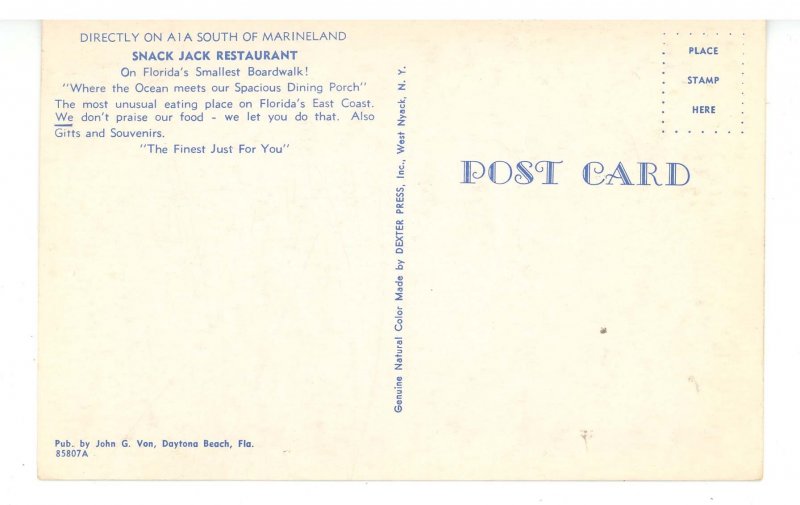 FL - Marineland. Snack Jack Boardwalk Restaurant ca 1950's