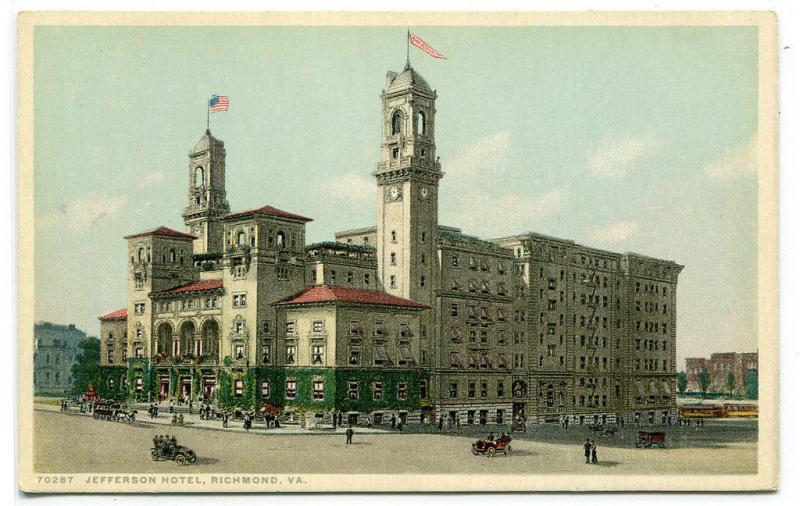 Jefferson Hotel Richmond Virginia 1910c Phostint postcard