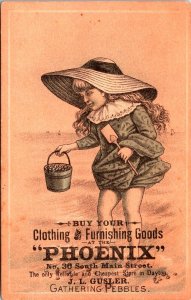 Vintage Cute Little Girl Phoenix Clothes Store Victorian Trade Card Dayton, OH